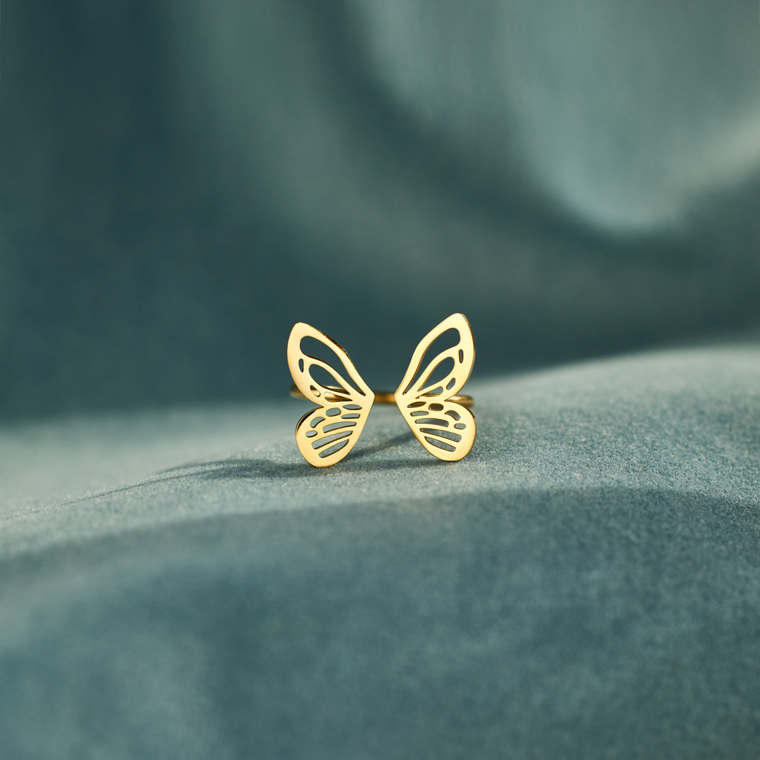 With Brave Wings She Flies Sculpted Butterfly Ring