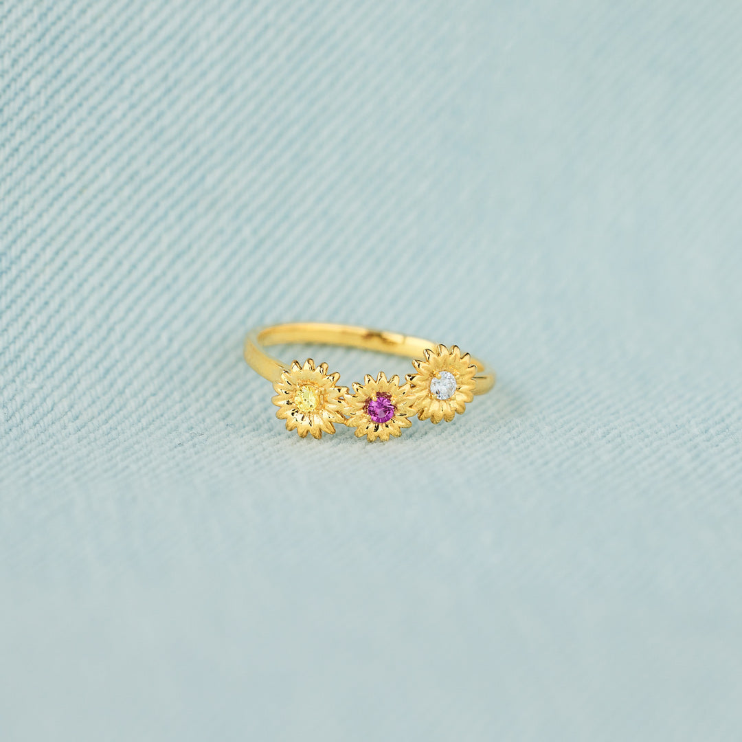 2-6 Birthstones Sunflower Ring