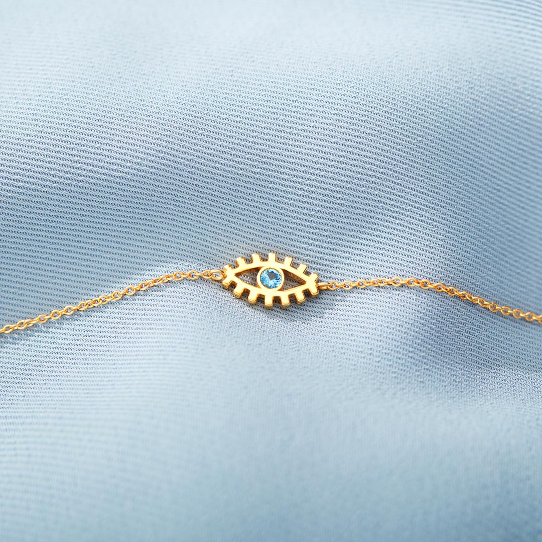 Blue Evil Eye Gold Bracelet