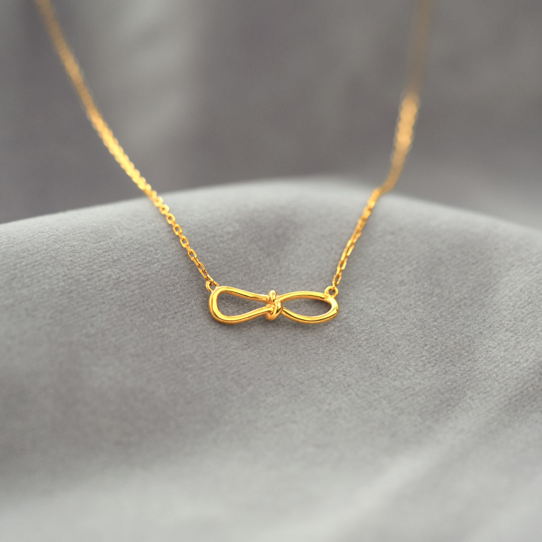 Bow Knot Gold Plated Necklace In Brass/Sterling Silver