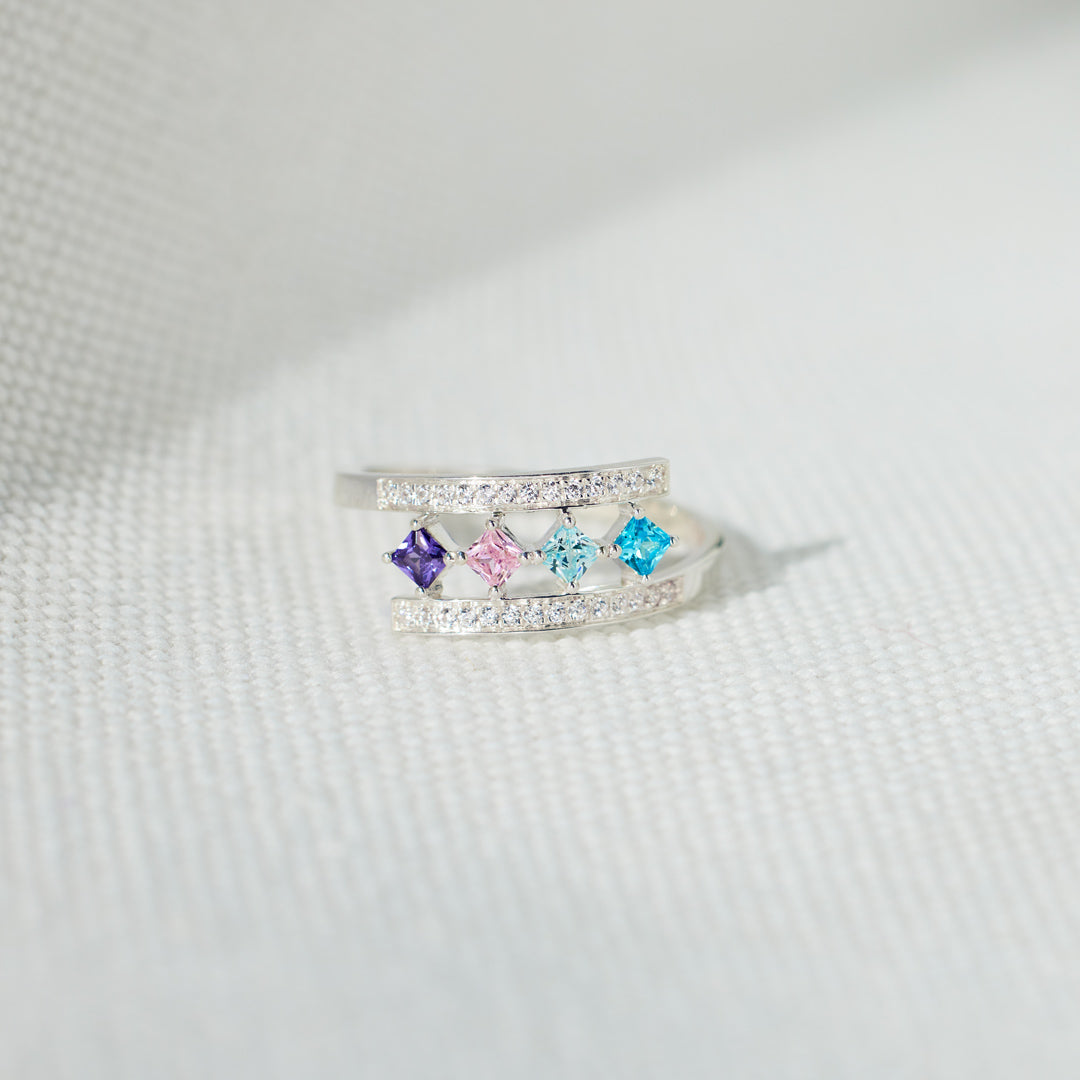 1-8 Princess-Cut Birthstones Wrap Ring