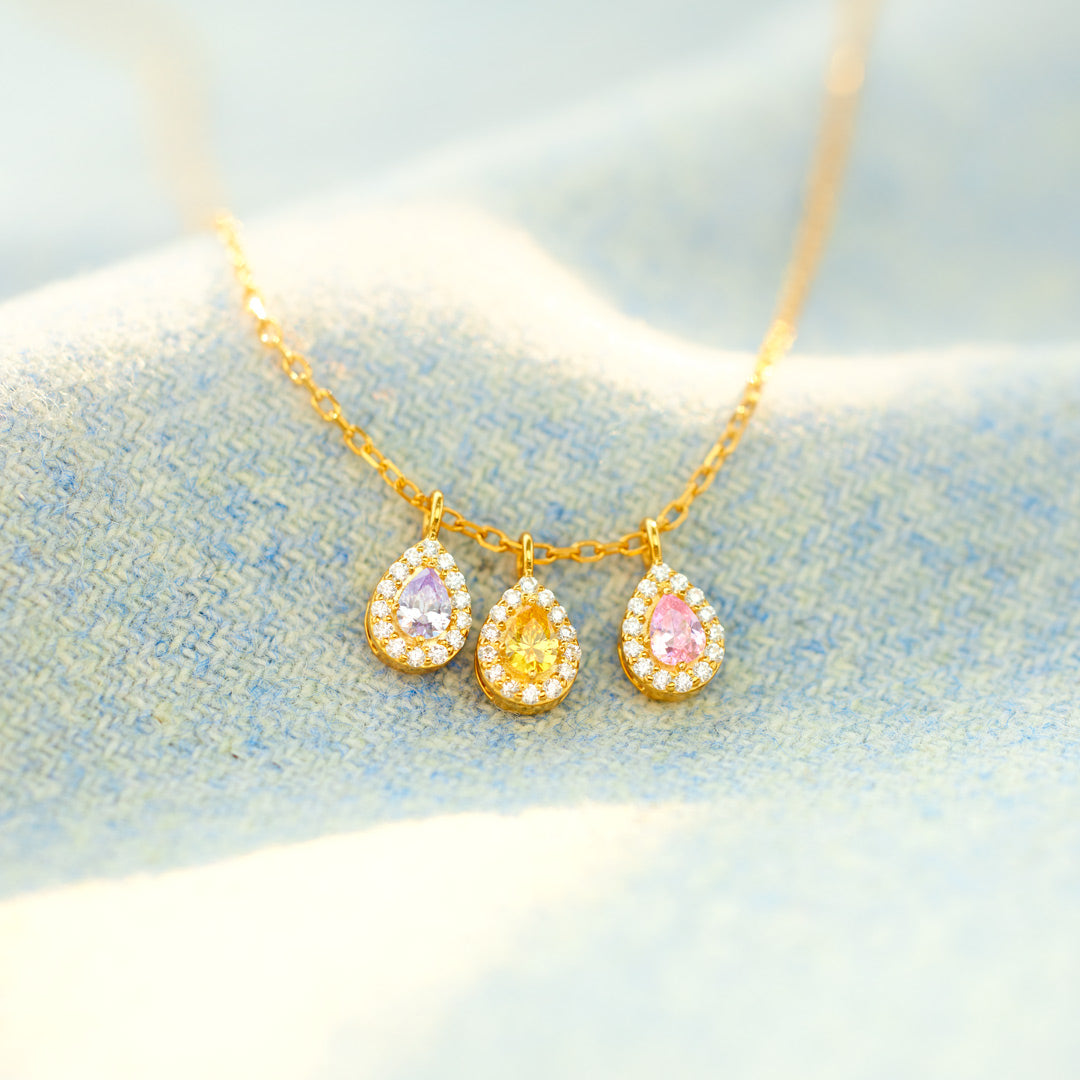 1-14 Tear Drop Birthstone Necklace