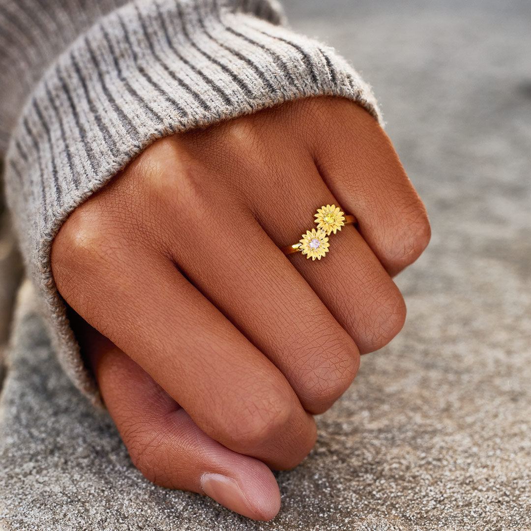 2-6 Birthstones Sunflower Ring