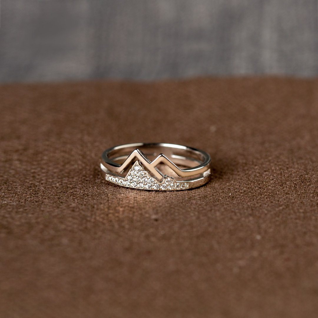 Daughter Faith Moves Mountains Pavé Mountain Ring