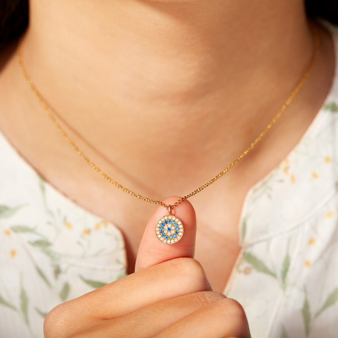 Evil Eye Disc Pendant Necklace