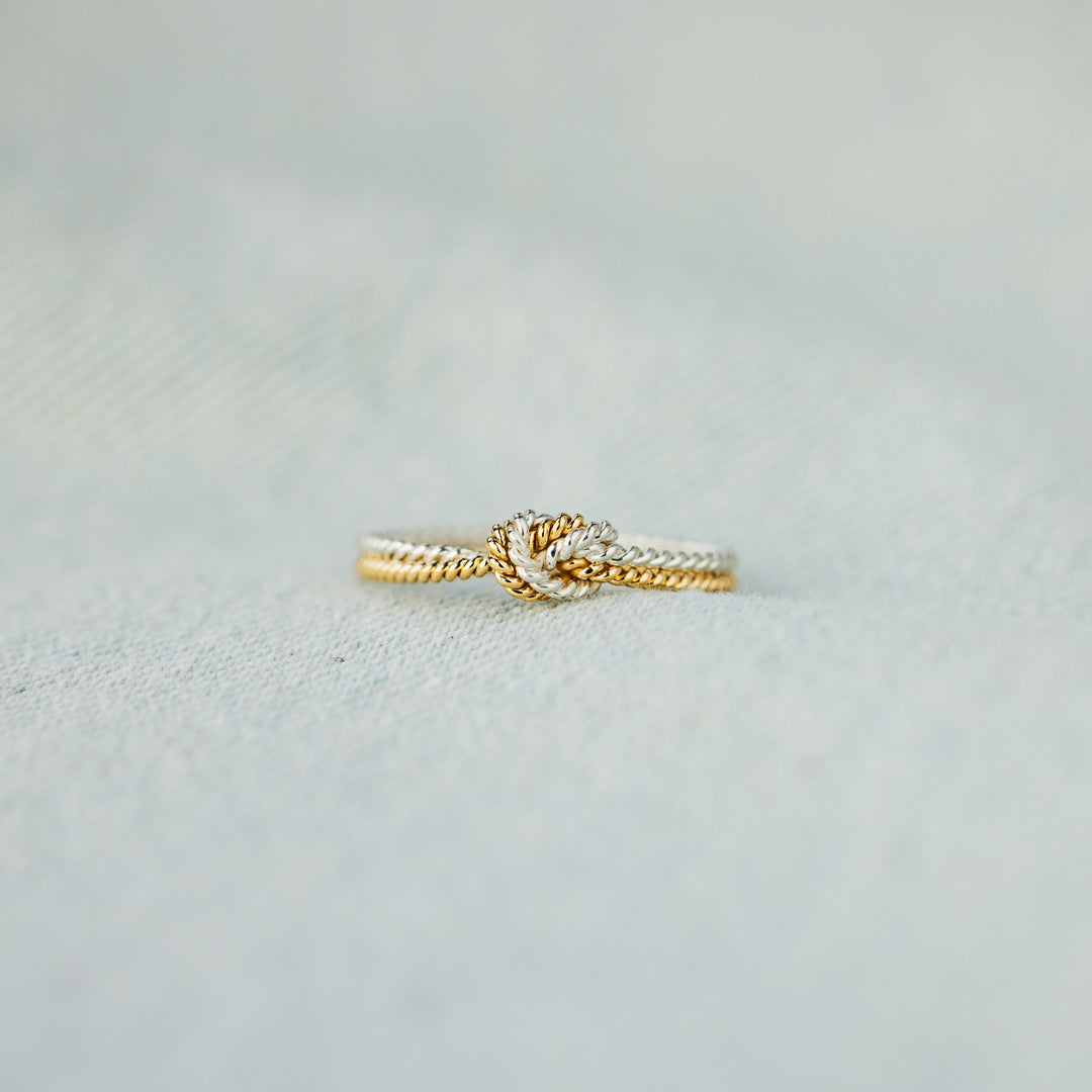 Mama & Daughter Joined Handcrafted Two Strand Knot Ring