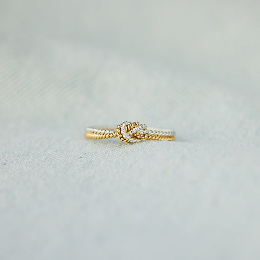 Mama & Daughter Joined Handcrafted Two Strand Knot Ring