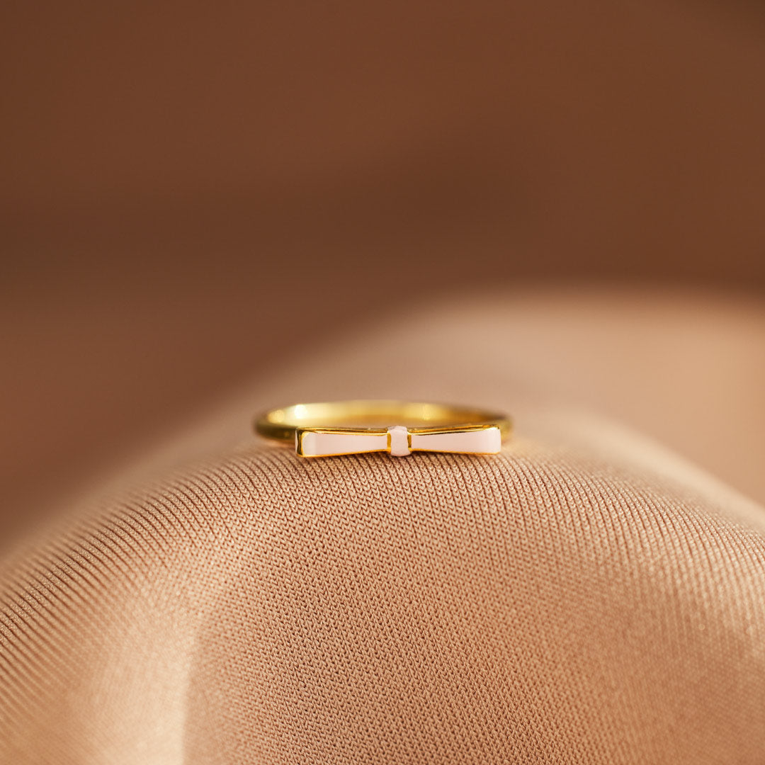 Pink Enamel Bow Ring-Gifts For Girls, Rings For Women