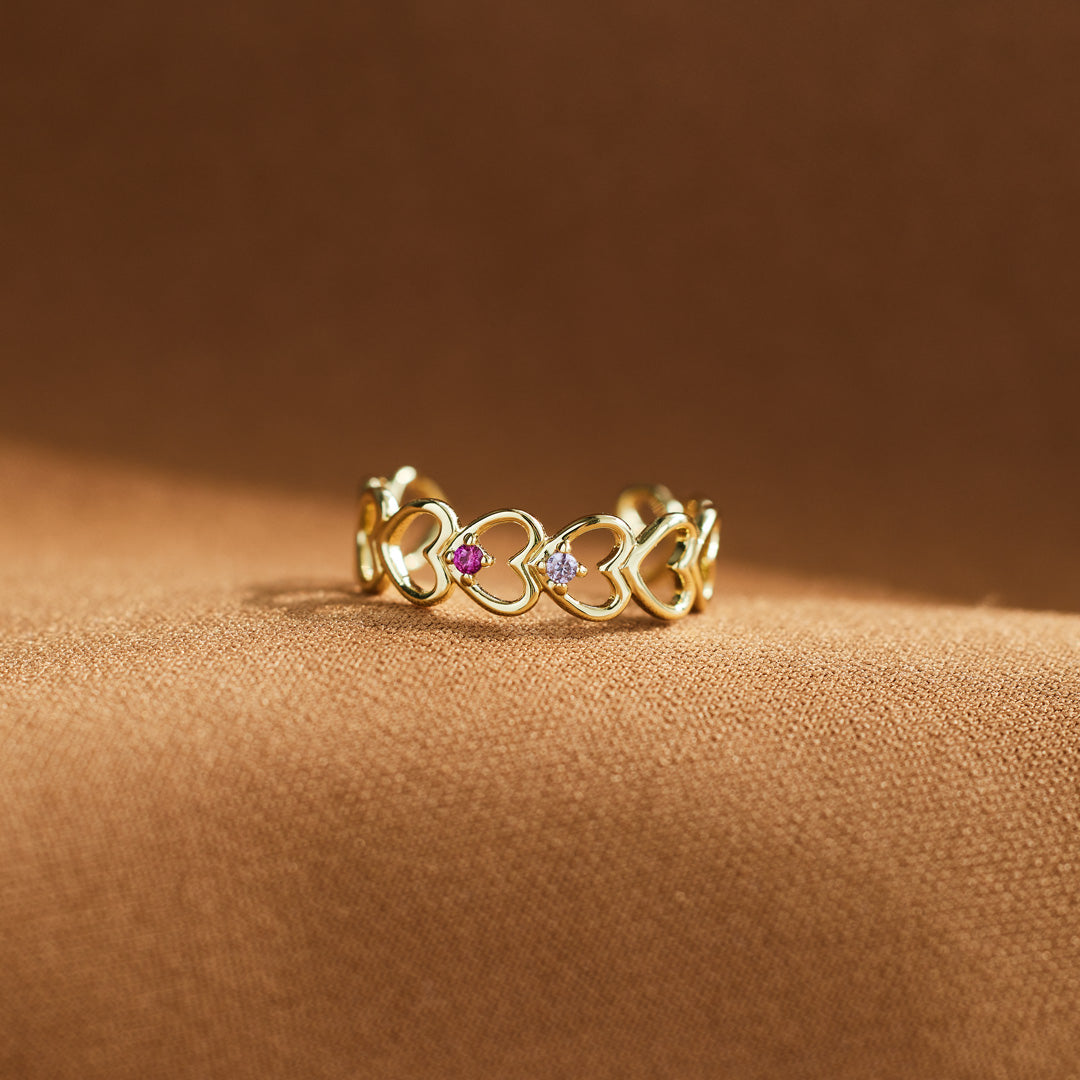 2-6 Birthstone Heart To Heart Ring Band