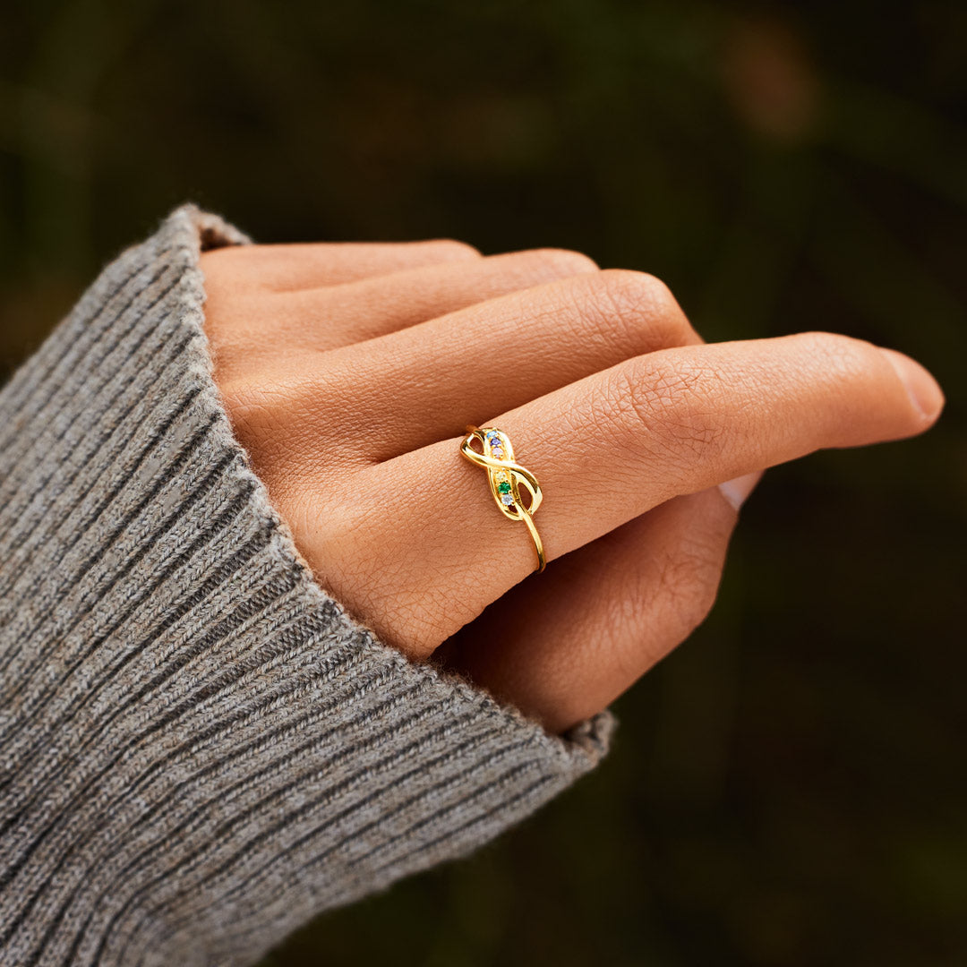 1-8 Birthstones Infinity Knot Ring