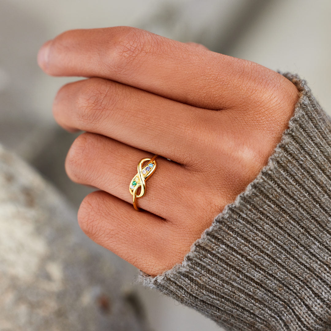 1-8 Birthstones Infinity Knot Ring