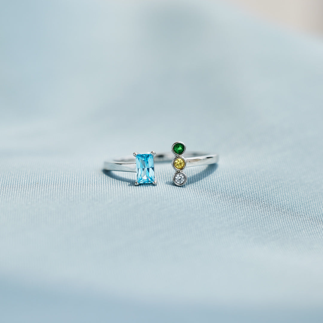 Mom And 1-5 Kids Birthstone Ring