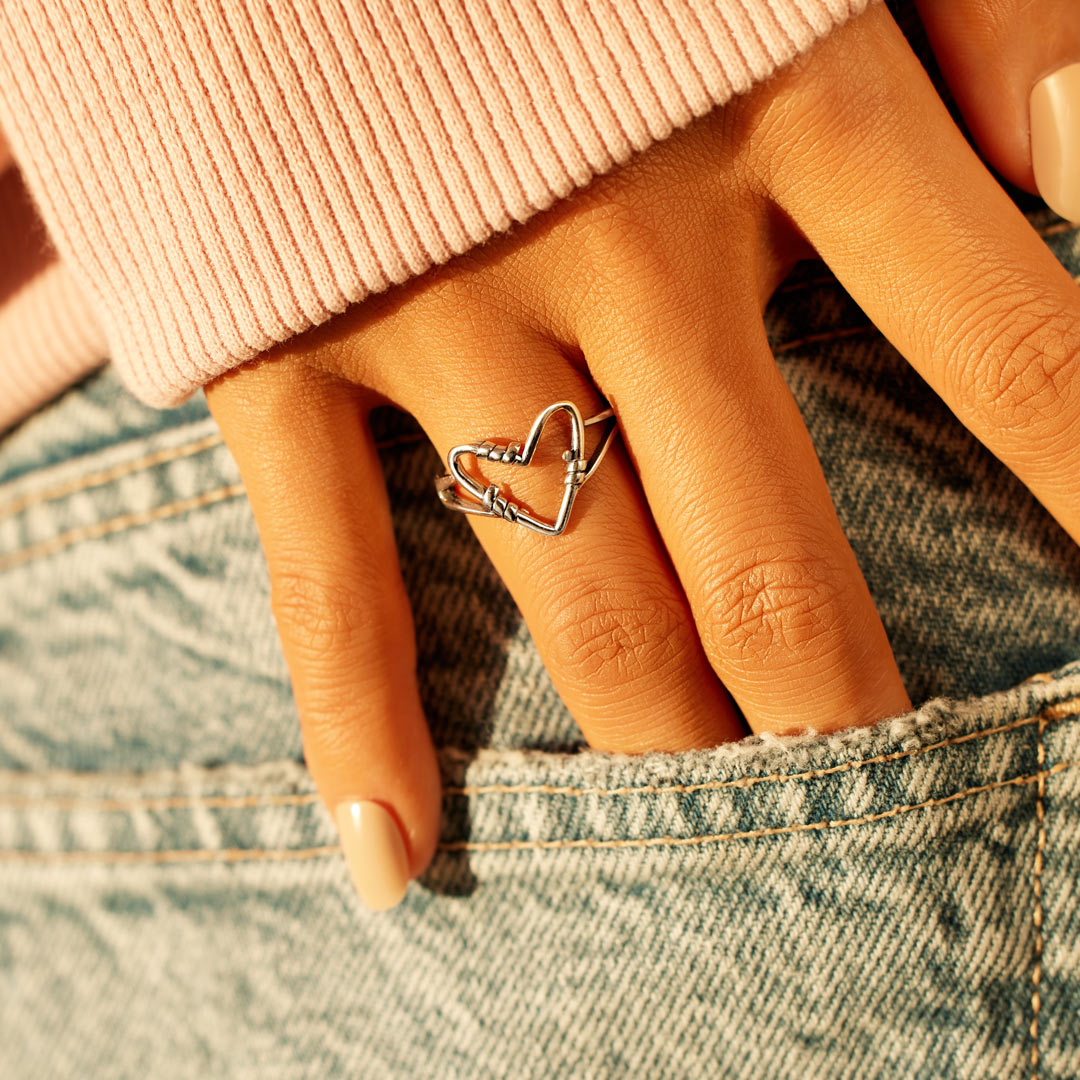 Sterling Silver Heart Wire Ring
