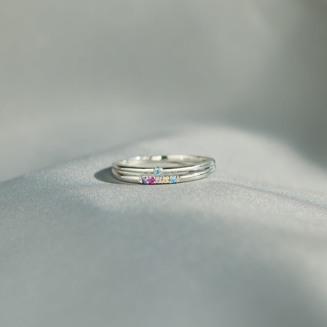 2-9 Birthstones Double Row Ring