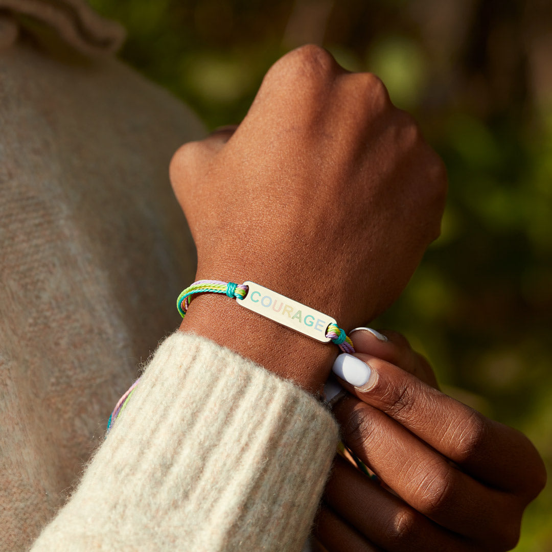 Enamel Mantra Bar Bracelet