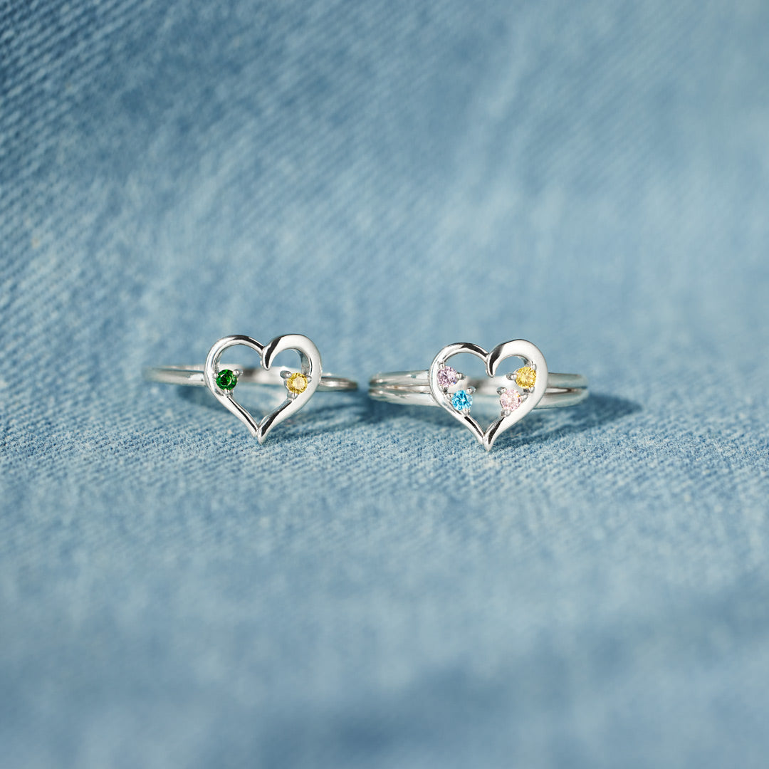 1-8 Birthstones Heart Ring