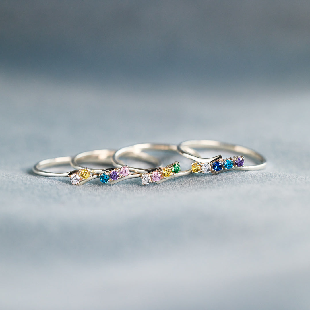 Personalized 1-6 Birthstones Bypass Ring