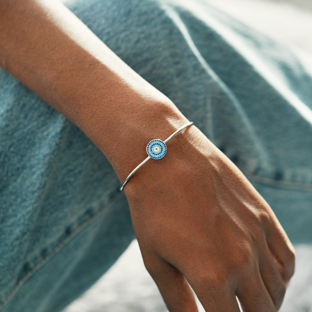 Pavé Evil Eye Cuff Bangle