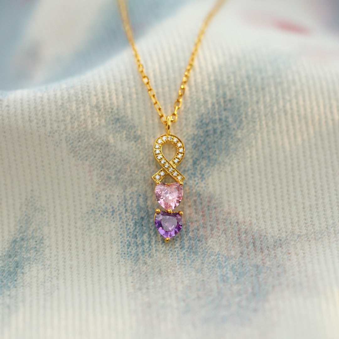 Forever Connected Together 1-8 Birthstones Linking Hearts Necklace
