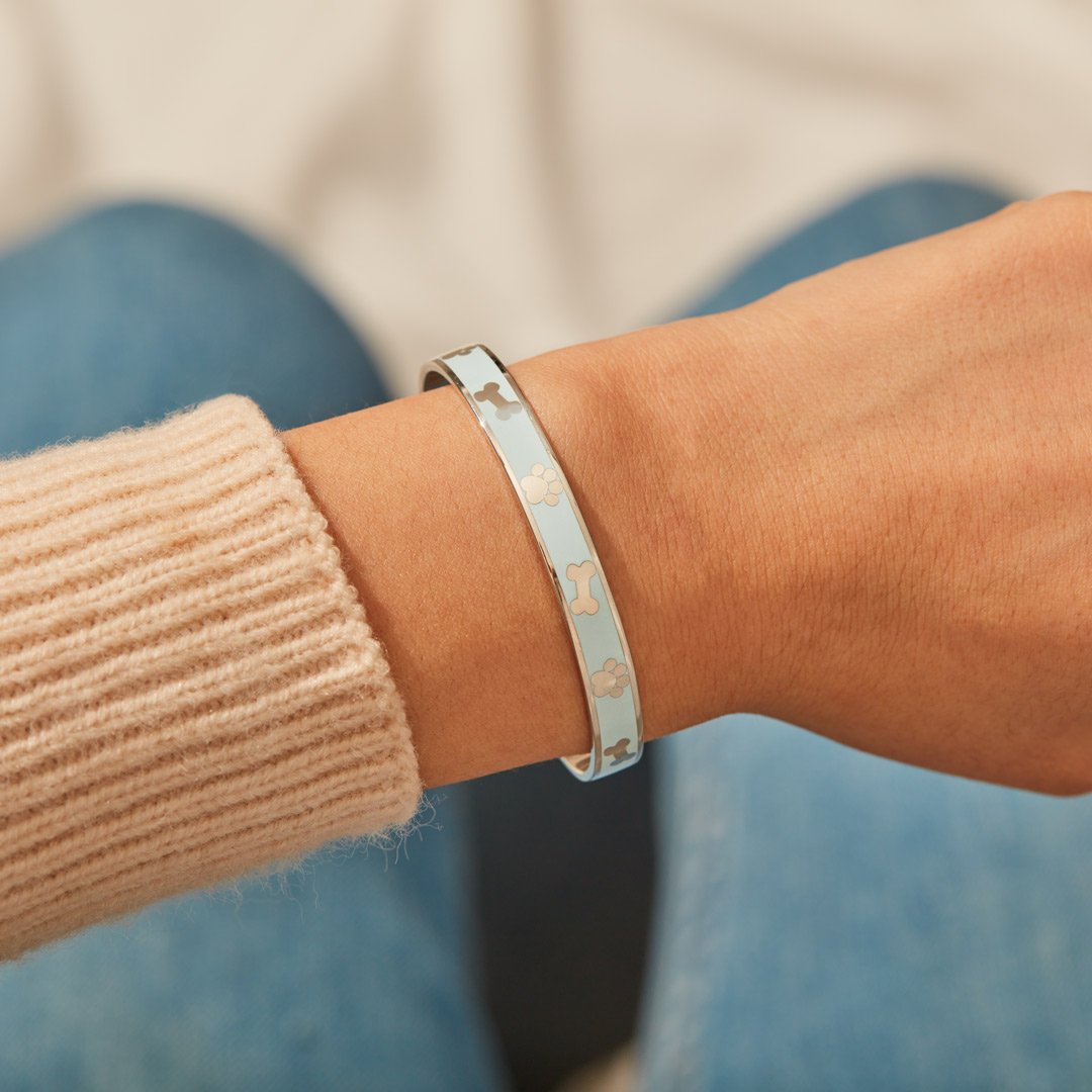 Life Is Better With Dogs Bone & Paw Cuff Bangle