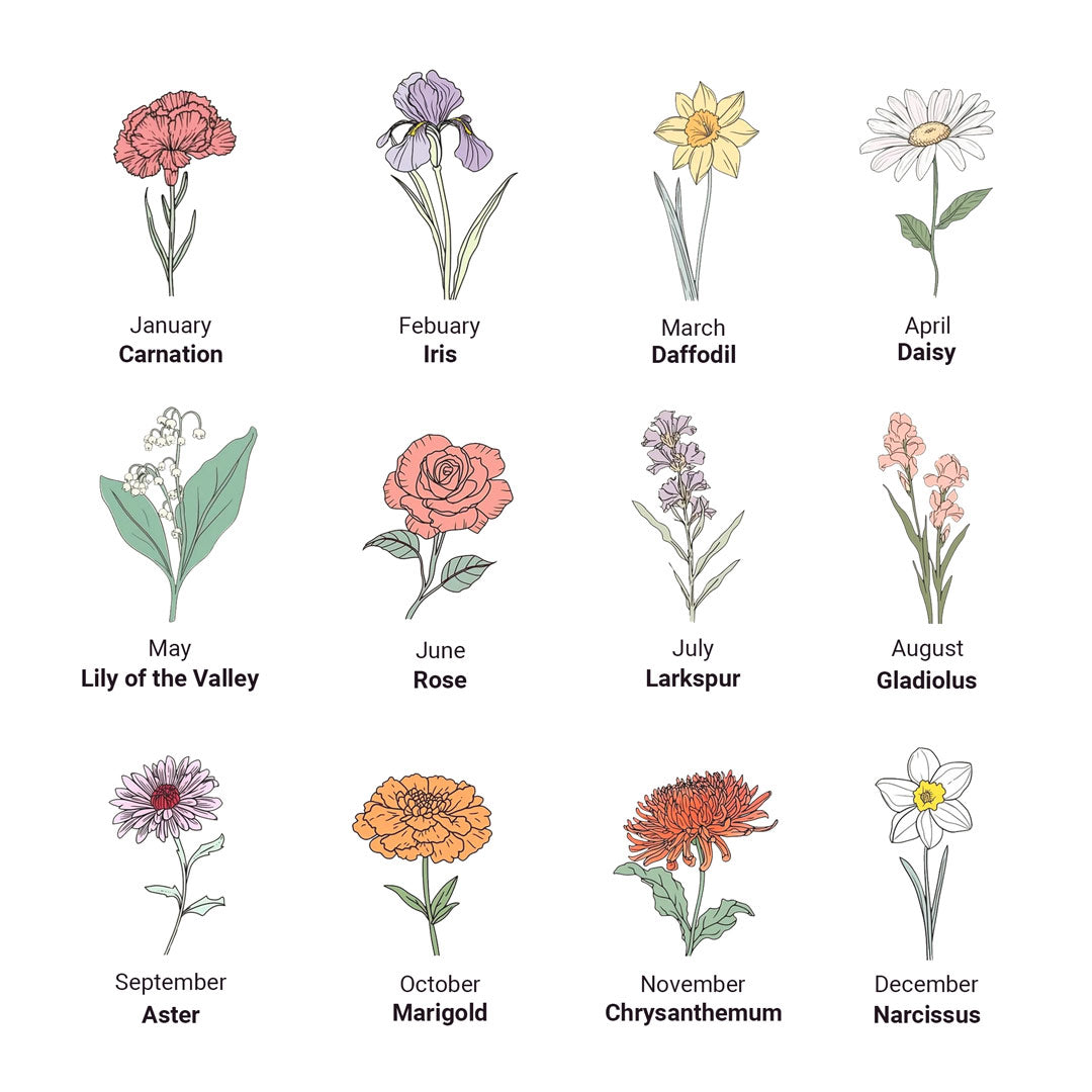 1-6 Boho Birth Flower Necklace