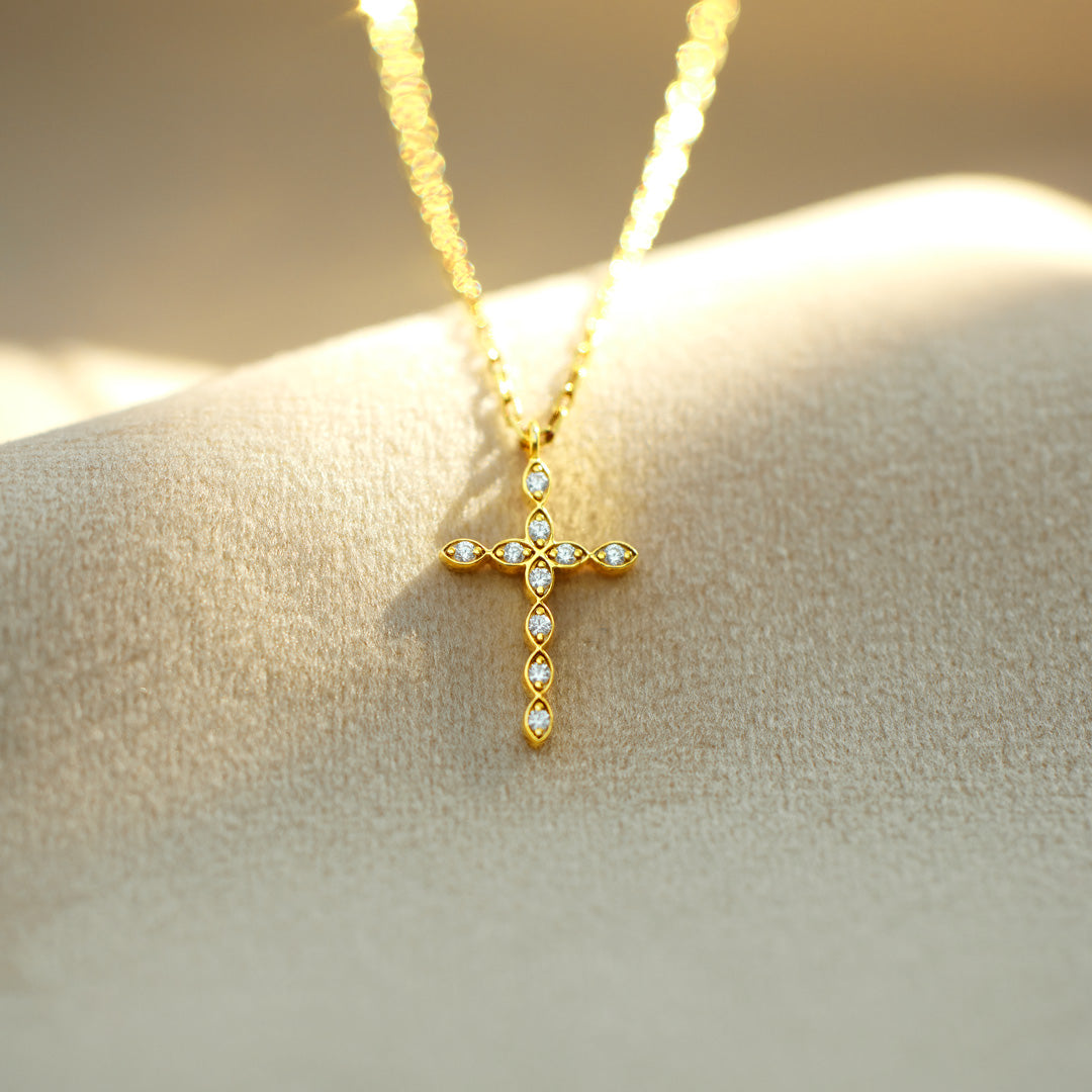 Never Stop Praying Marquise Cross Necklace