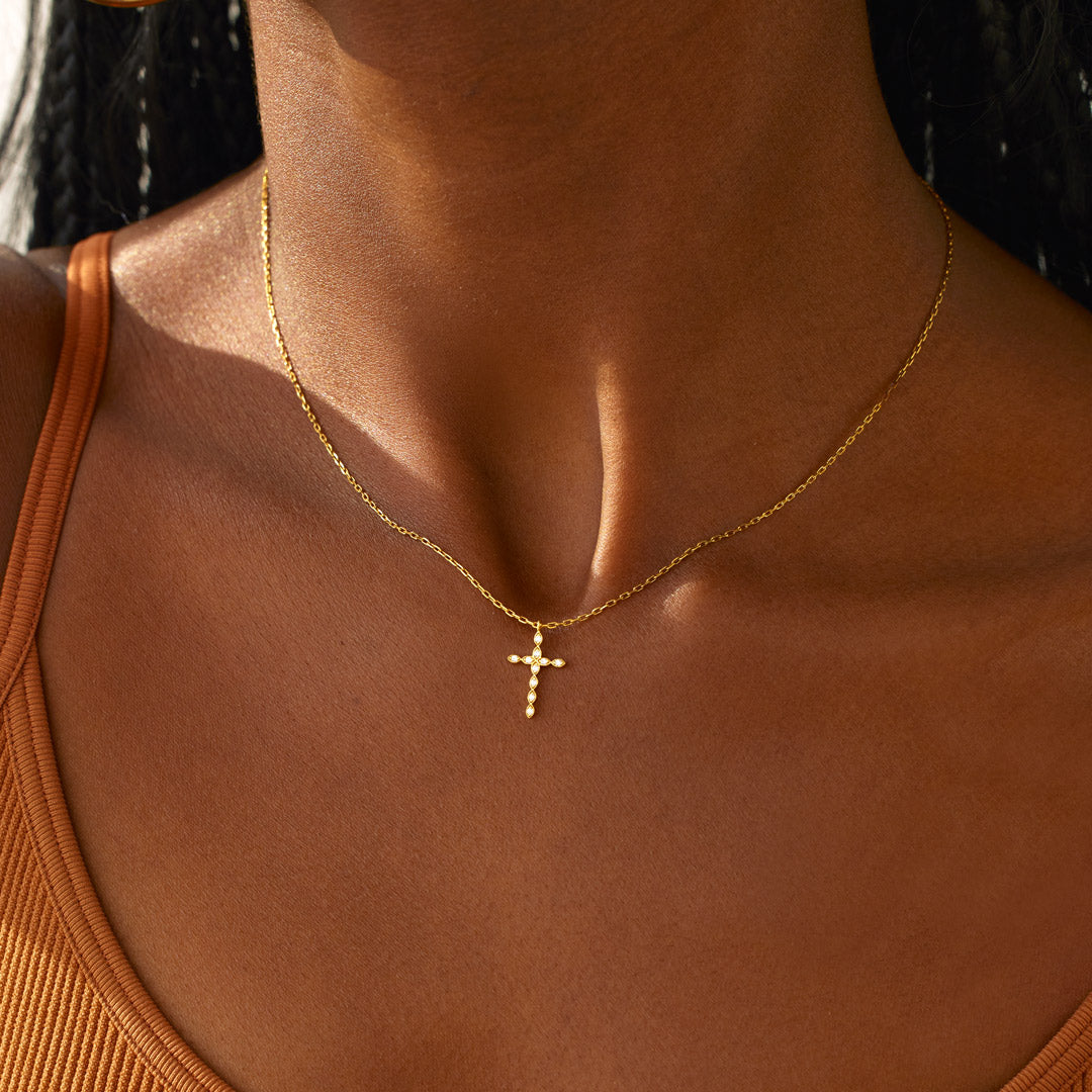 Never Stop Praying Marquise Cross Necklace