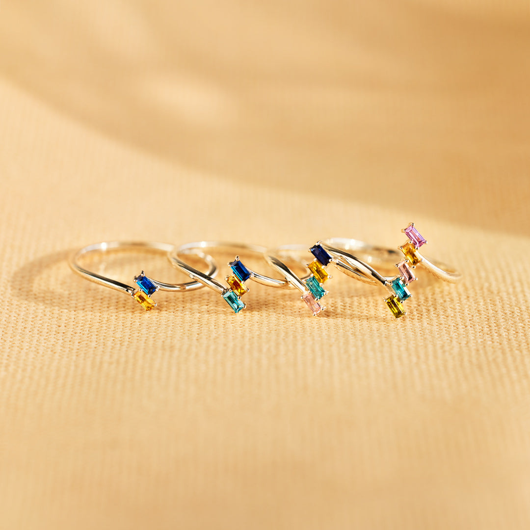 1-5 Birthstones Baguette Cut Ring