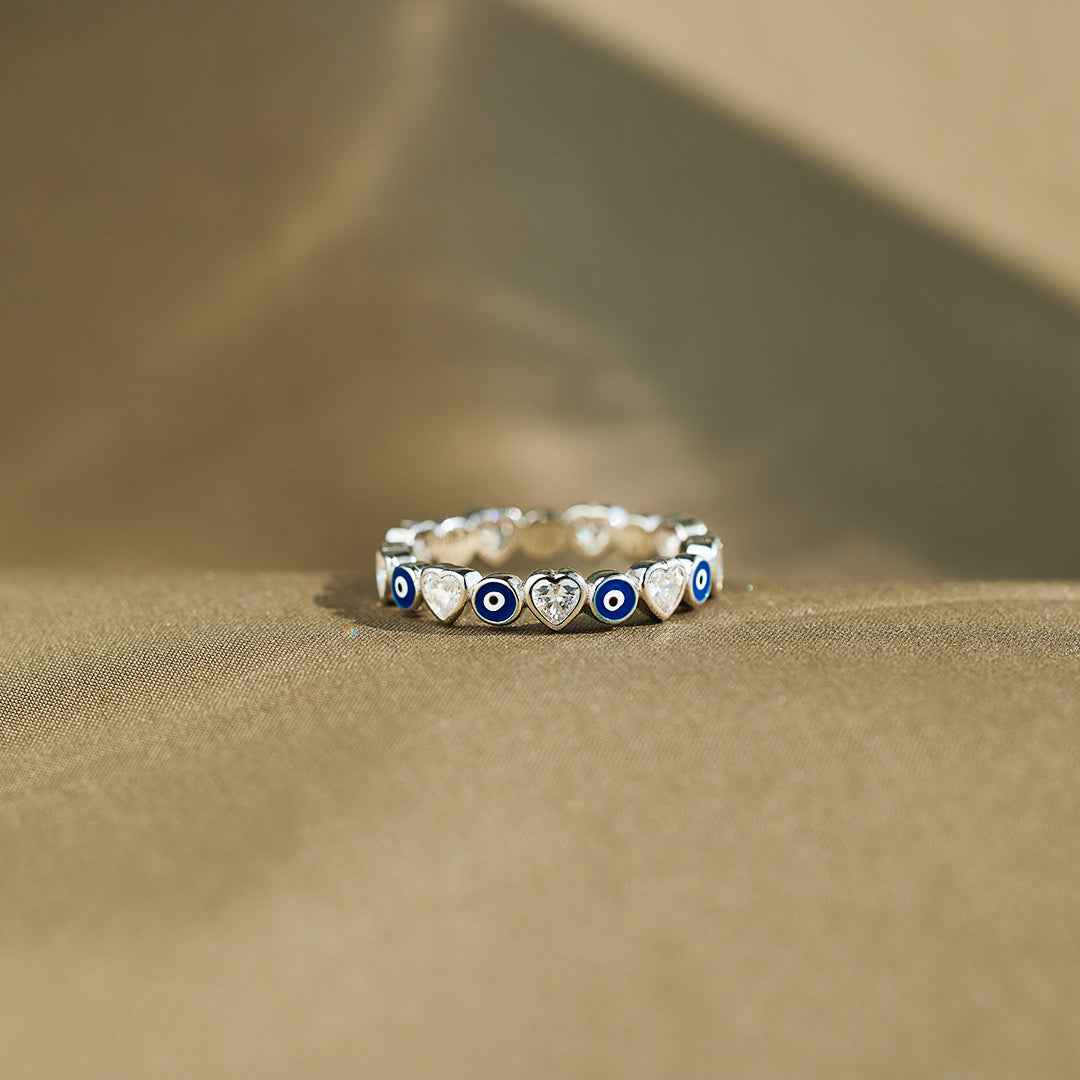 Protection Heart&Evil Eye Ring Band