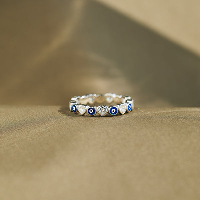 Protection Heart&Evil Eye Ring Band