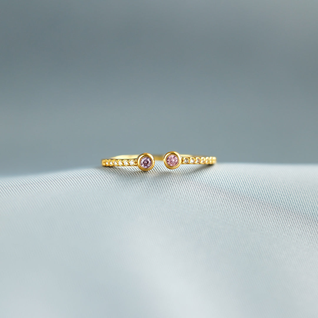 Double Birthstones Open Ring Band