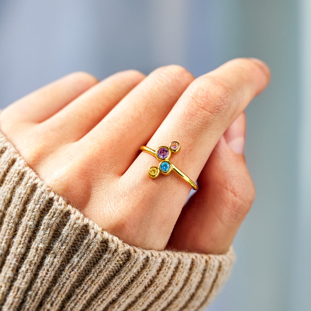 Custom 2-5 Birthstones Irregular Ring