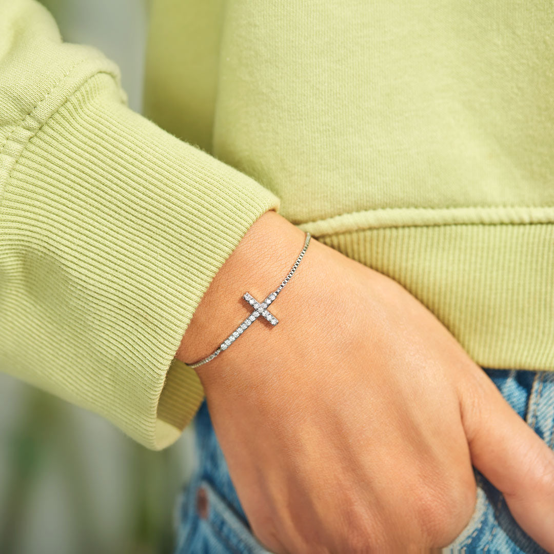I Thank God For You Minimalist Cross Bracelet