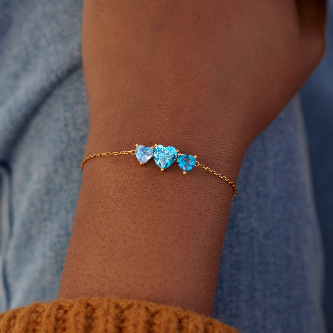 Mama's Valentine Mom And 1-6 Kids Heart Birthstone Bracelet