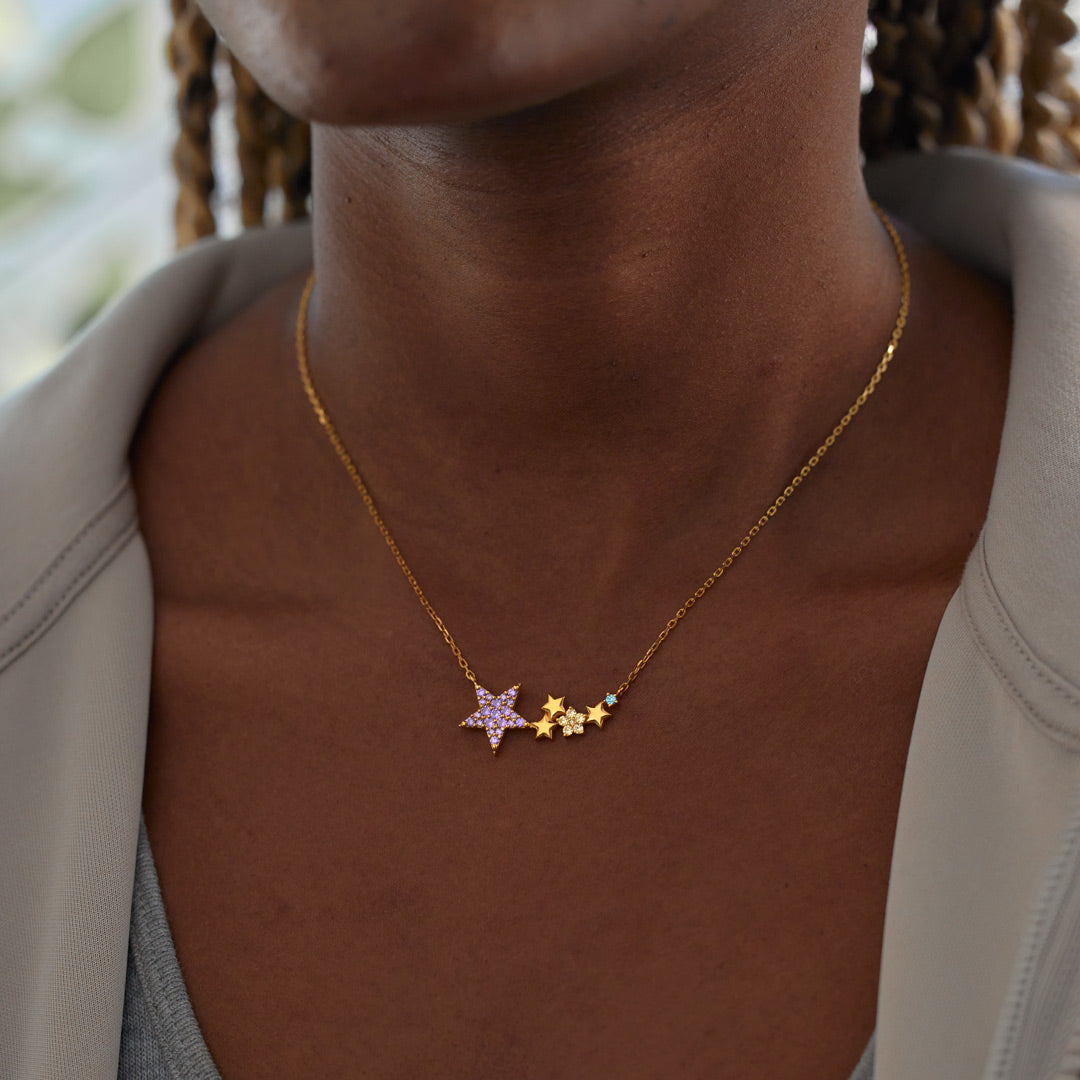 Twinkle Twinkle Little Star 1-8 Star Birthstone Necklace