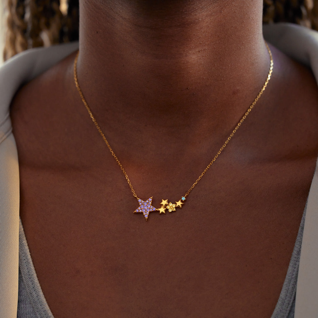 Twinkle Twinkle Little Star 1-8 Star Birthstone Necklace