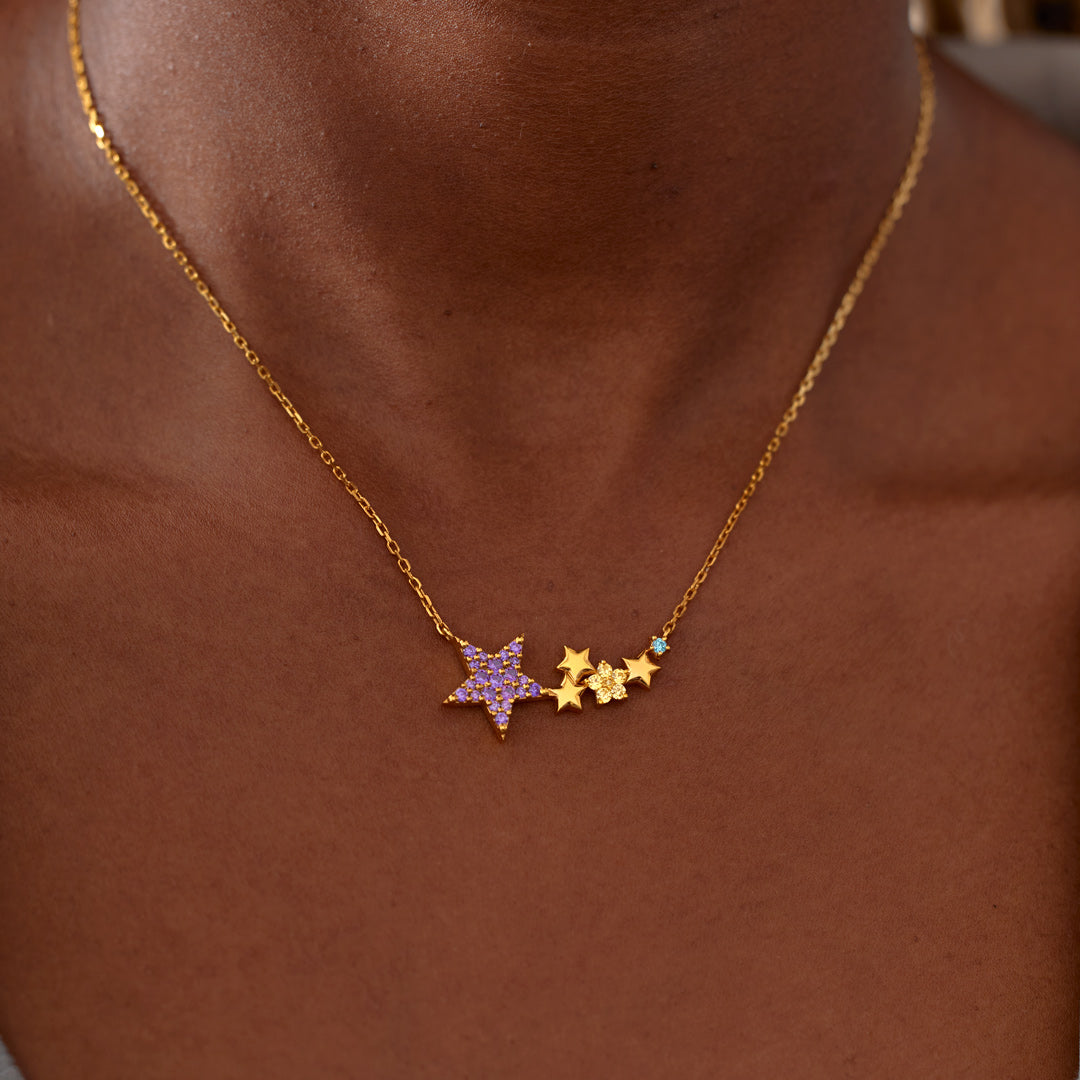 Twinkle Twinkle Little Star 1-8 Star Birthstone Necklace