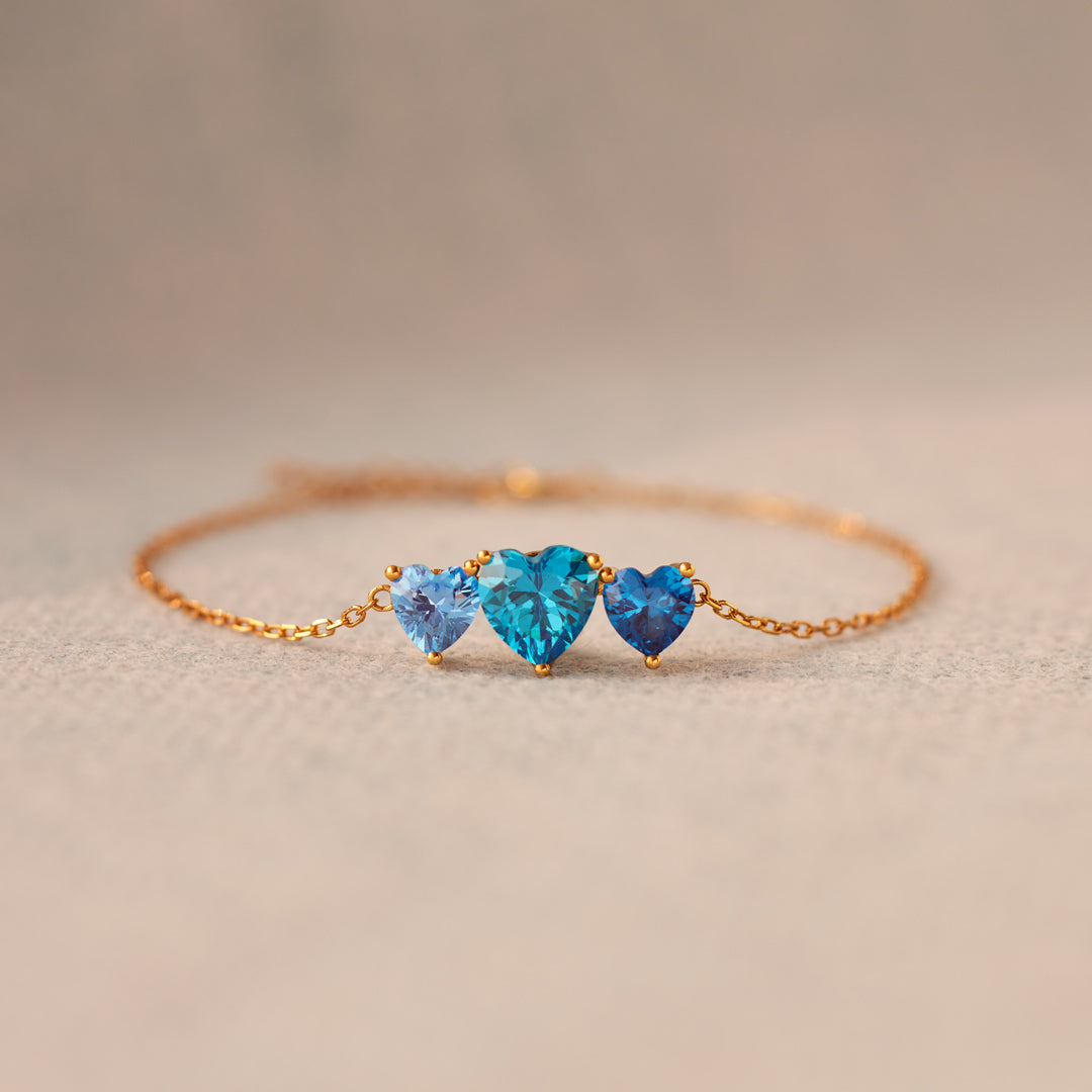 Mama's Valentine Mom And 1-6 Kids Heart Birthstone Bracelet