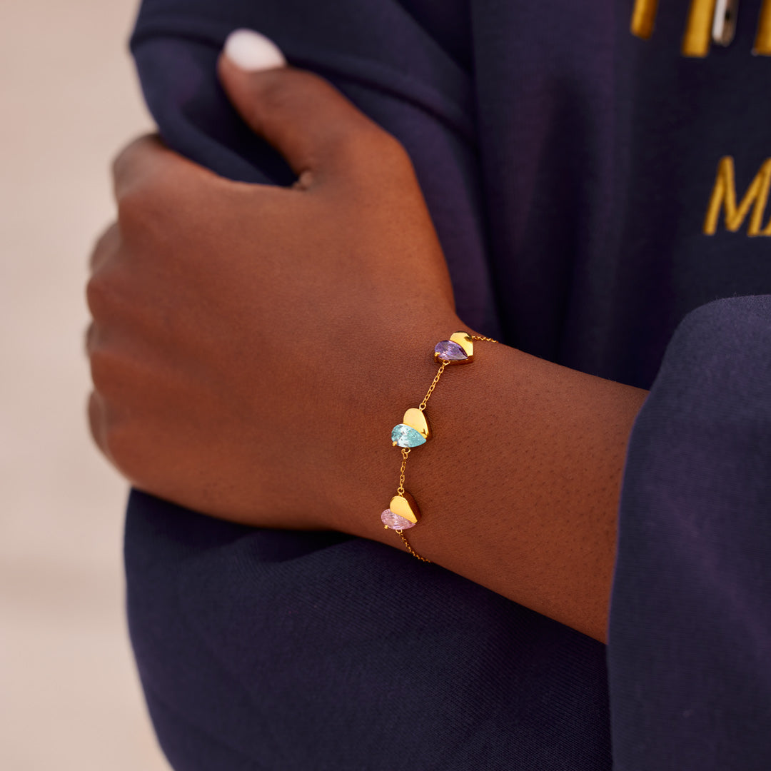 Mama's Heartbeats 1-6 Teardrop Birthstone Heart Bracelet