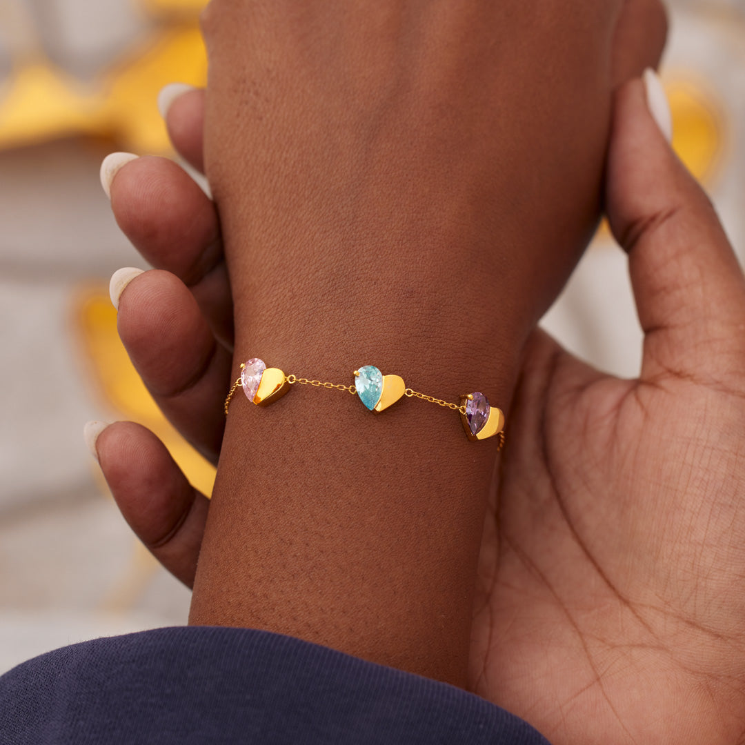 Mama's Valentines 1-6 Teardrop Birthstone Heart Bracelet
