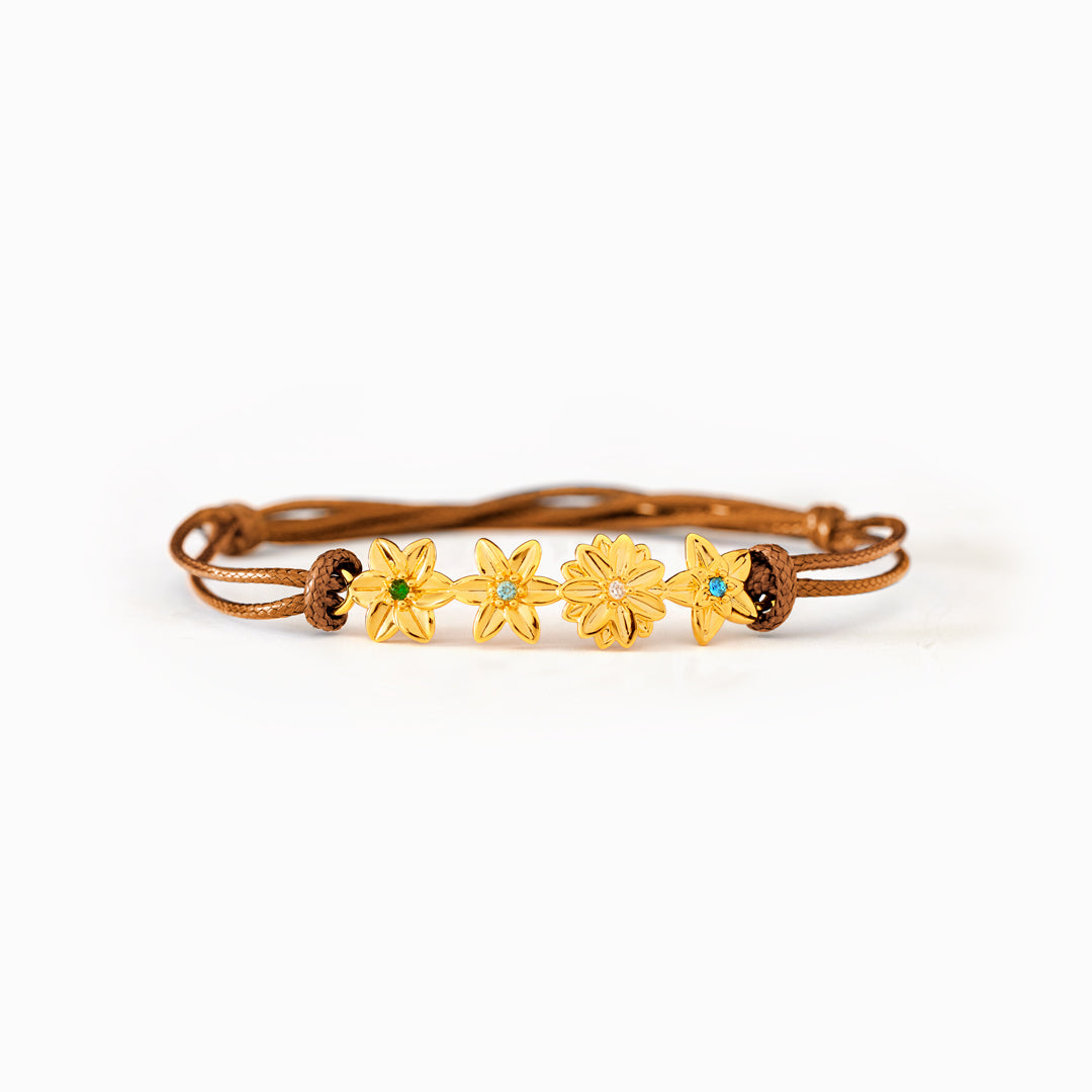 Nana's Valentines 1-8 Three Dimensional Birth Flowers Leather Bracelet