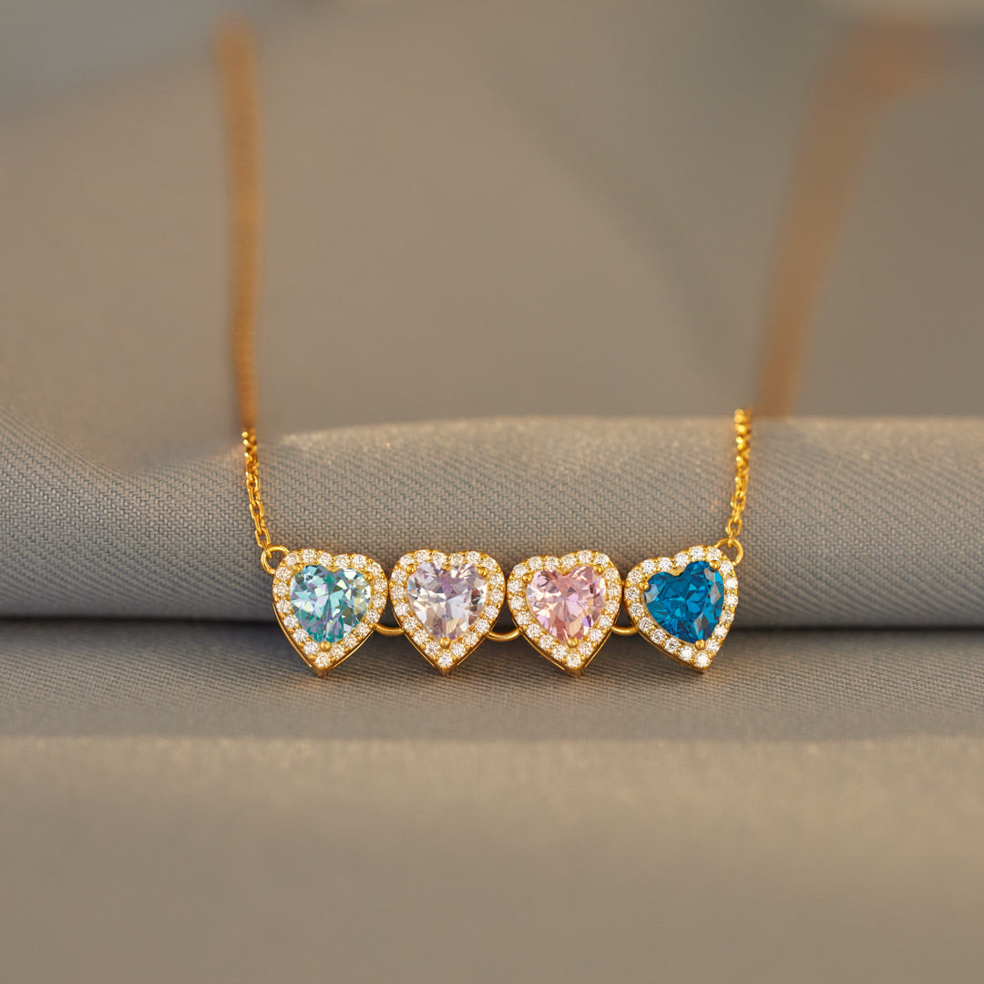 Nana's Valentines 1-14 Heart Birthstone Necklace