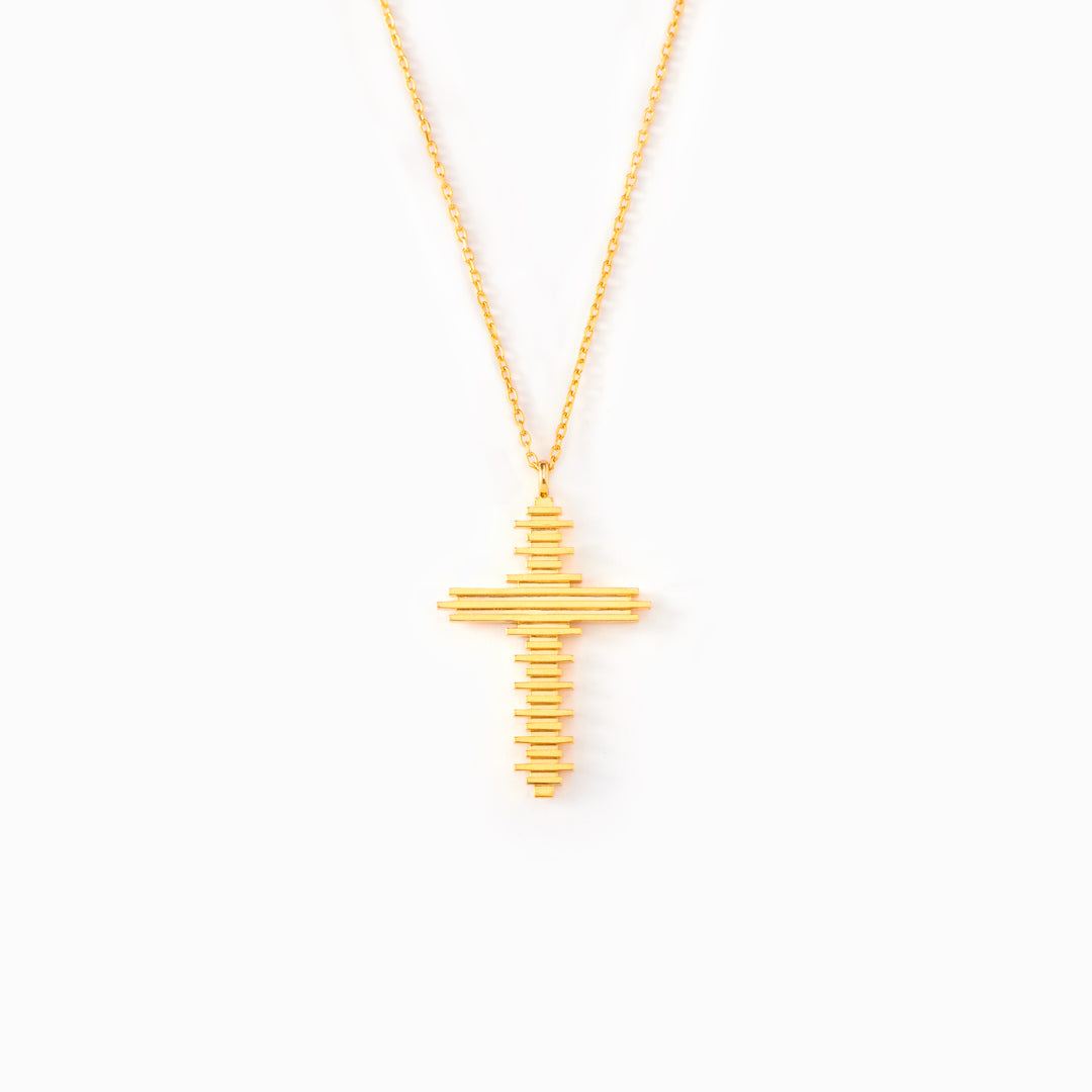 For Daughter Pray Through It Golden Cross Necklace