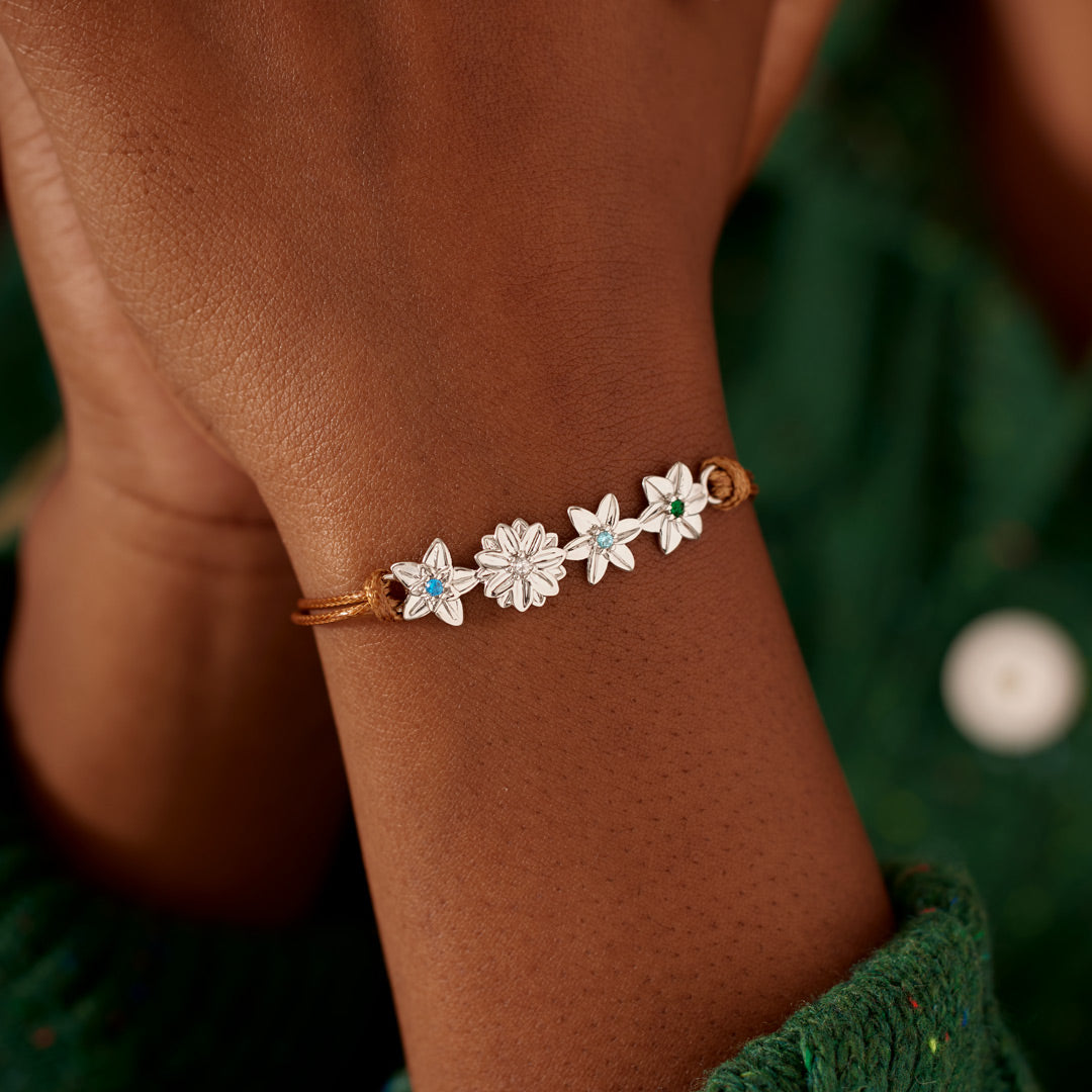 Mama's Valentines 1-8 Three Dimensional Birth Flowers Leather Bracelet