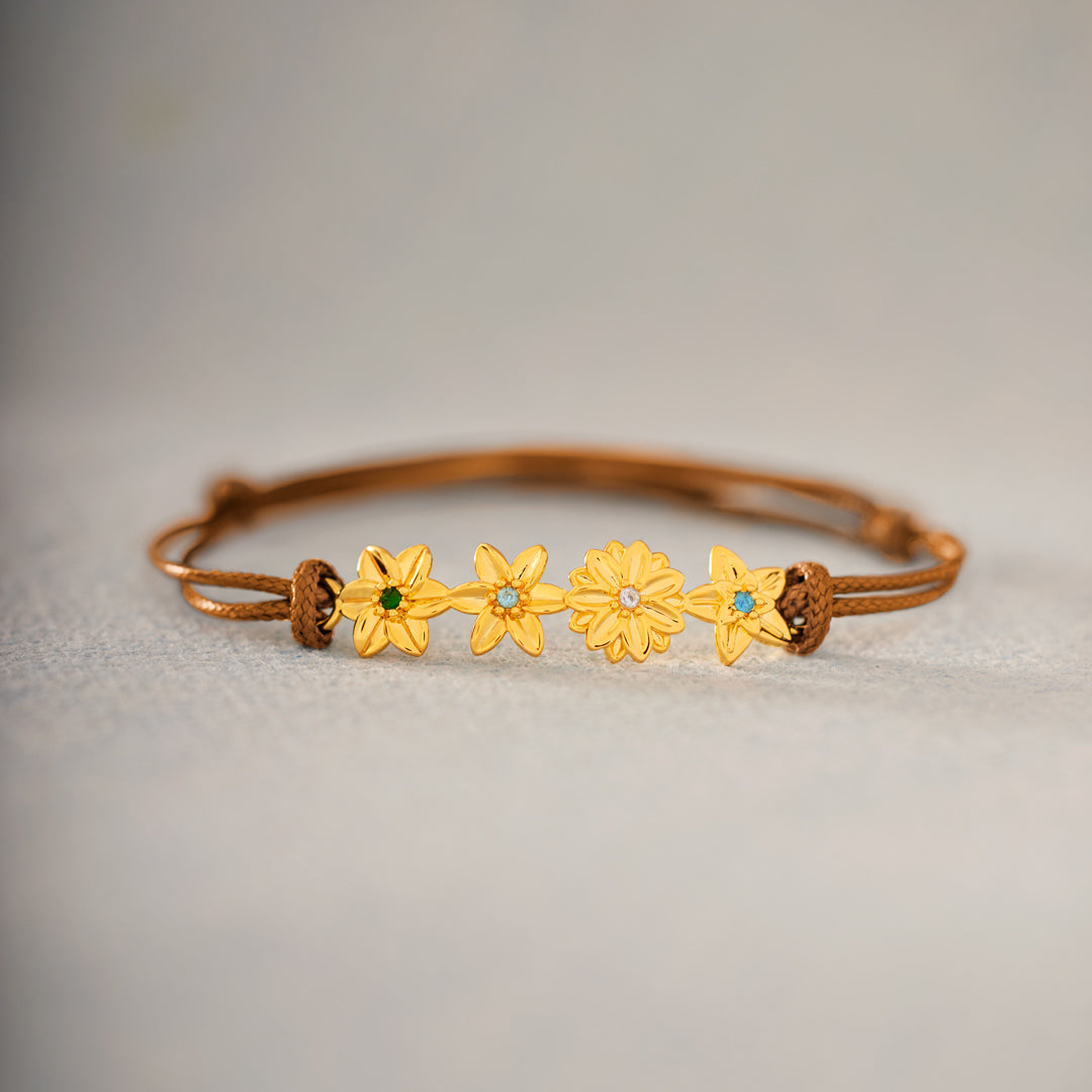 Mama's Valentines 1-8 Three Dimensional Birth Flowers Leather Bracelet