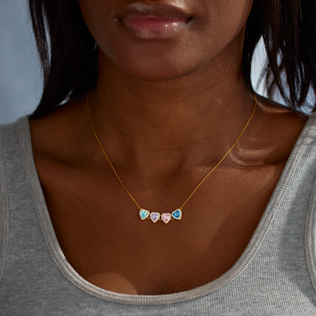 Nana's Valentines 1-14 Heart Birthstone Necklace