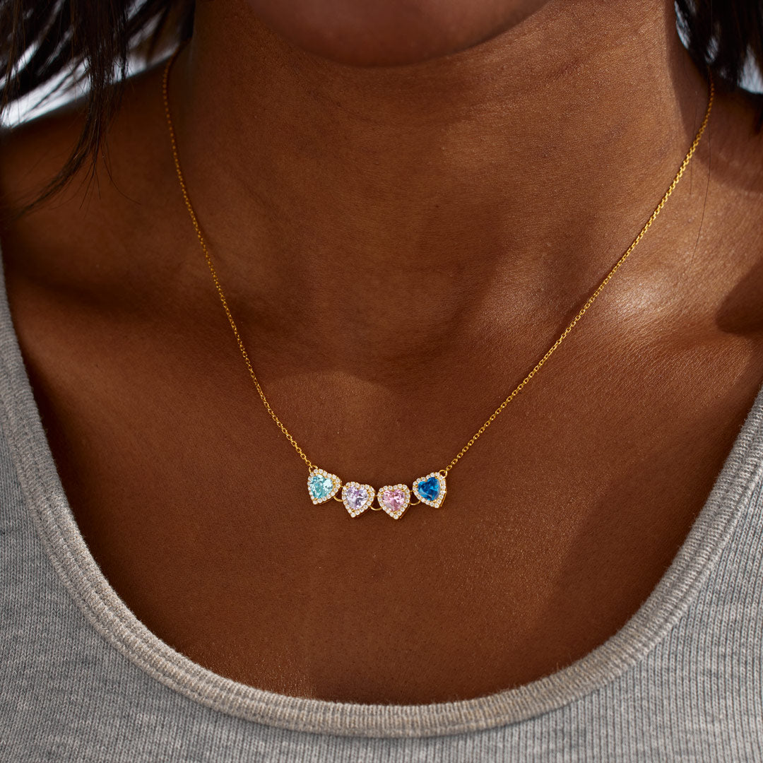 Nana's Valentines 1-14 Heart Birthstone Necklace