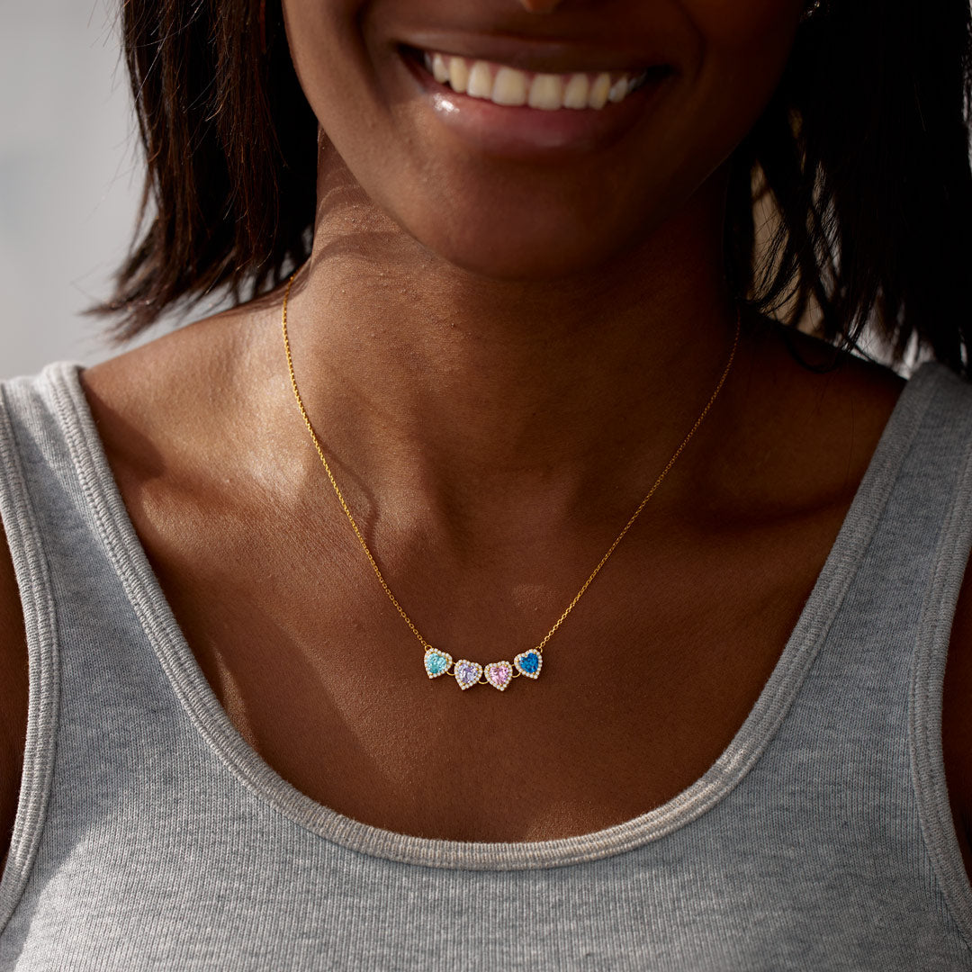 Nana's Valentines 1-14 Heart Birthstone Necklace