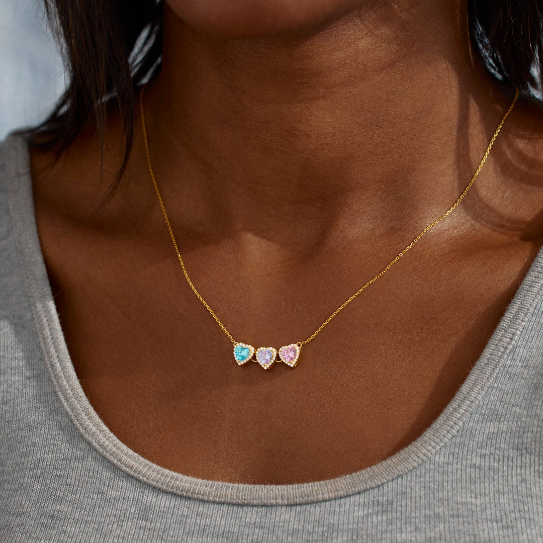 Nana's Valentines 1-14 Heart Birthstone Necklace