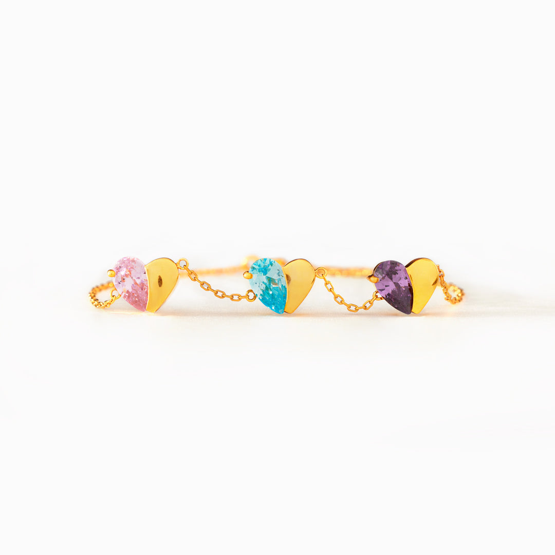 Mama's Heartbeats 1-6 Teardrop Birthstone Heart Bracelet